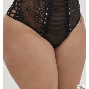 Torrid black lace high waist thong panties